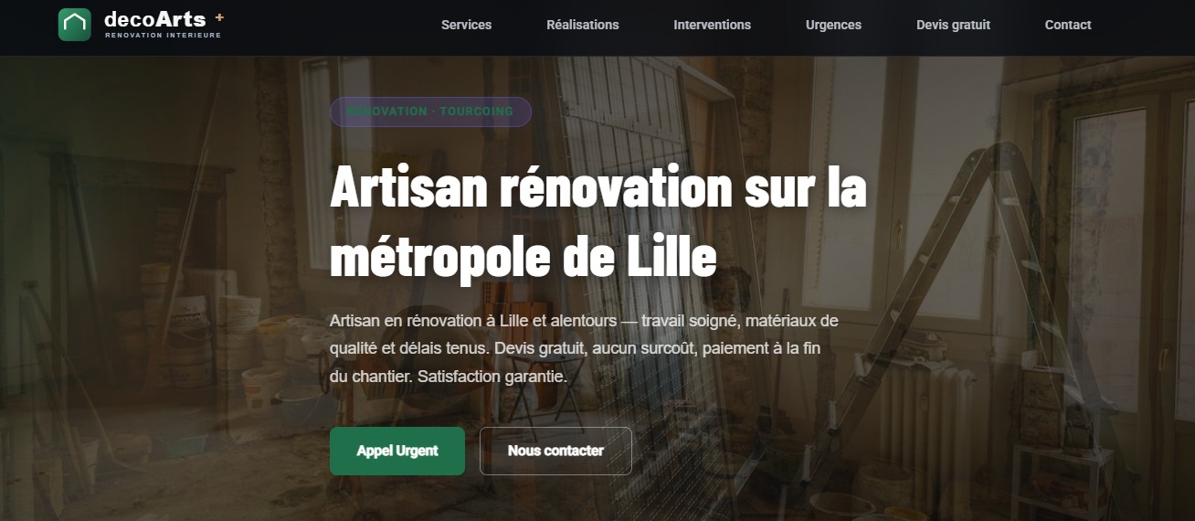 Aperçu du site DecoArtsPlus — Décoration & rénovation intérieure Lille
